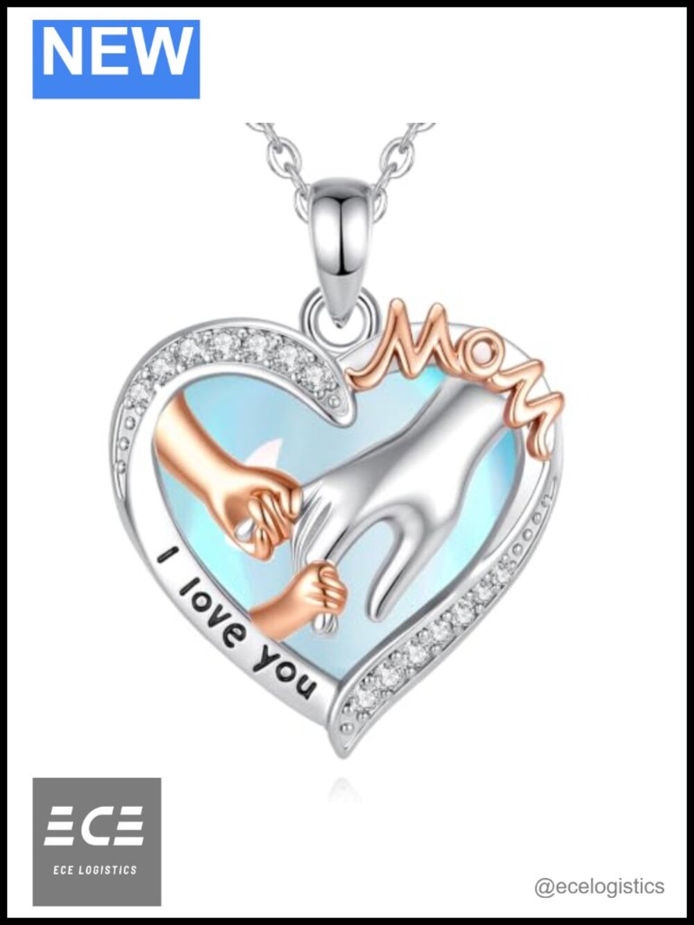 Moonstone Heart Pendant Necklace Rose Gold Plated Mom Gift